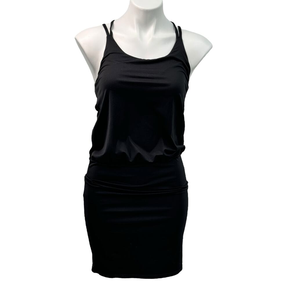 Athleta Sporty Tank Dress Womens SZ XS Black Lycra Sleek Sexy Tennis Pickleball